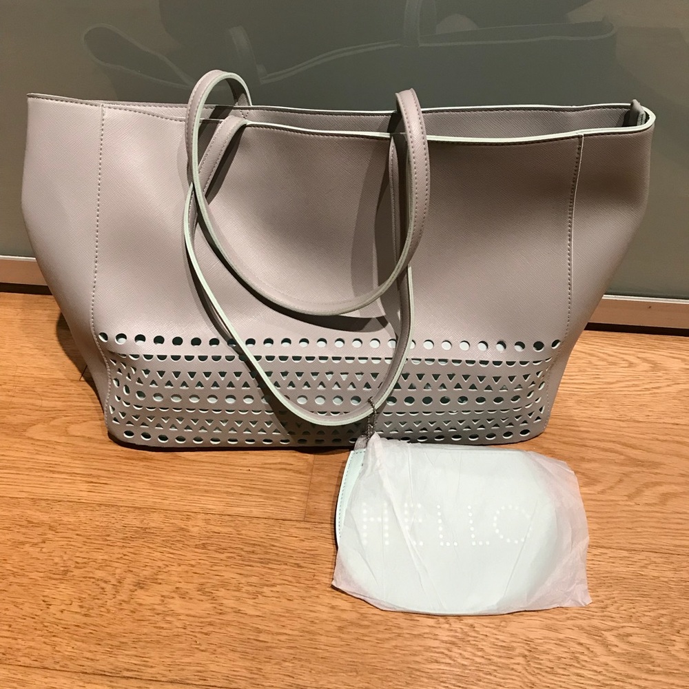 Grey & Mint Green Tote Bag! Plus cosmetic bag!